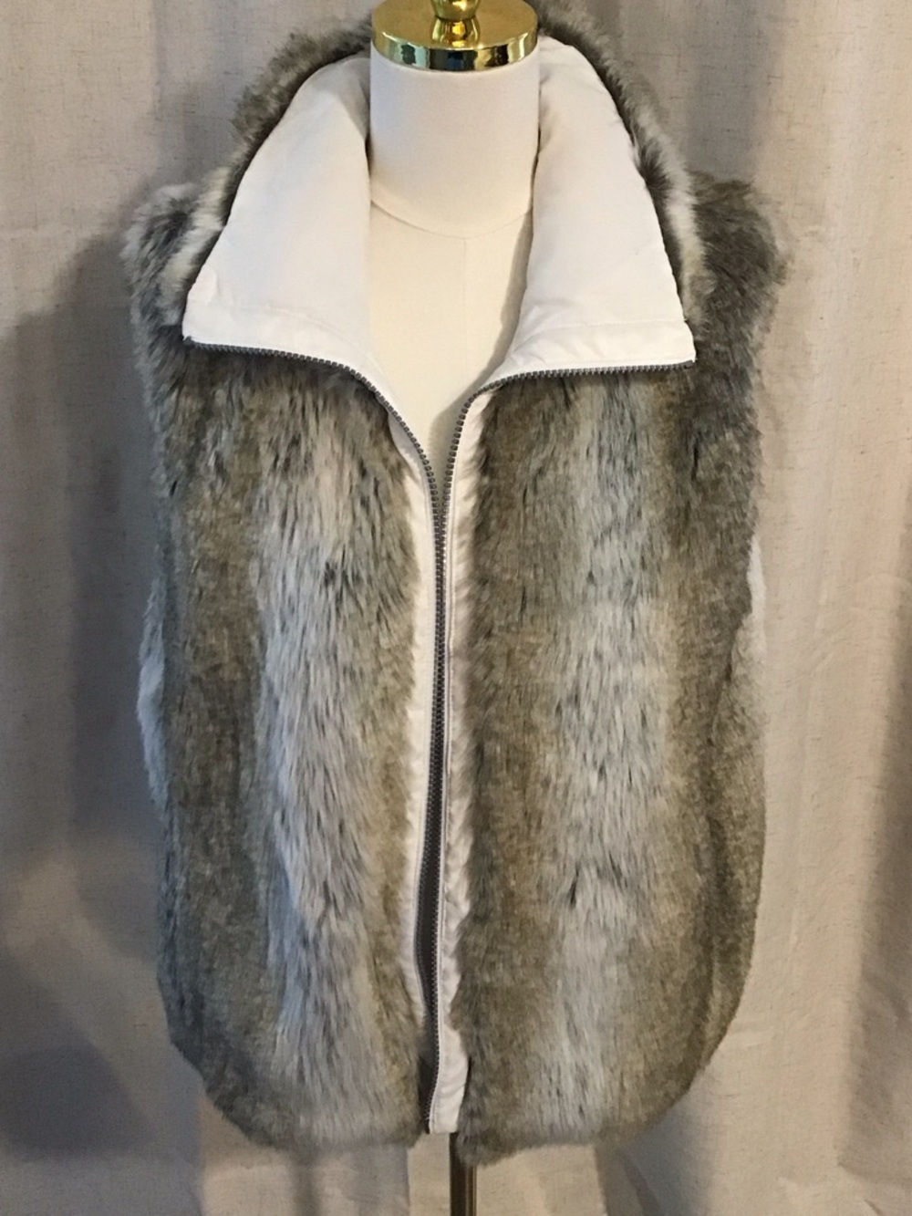 Weatherproof Gray Faux Fur Vest